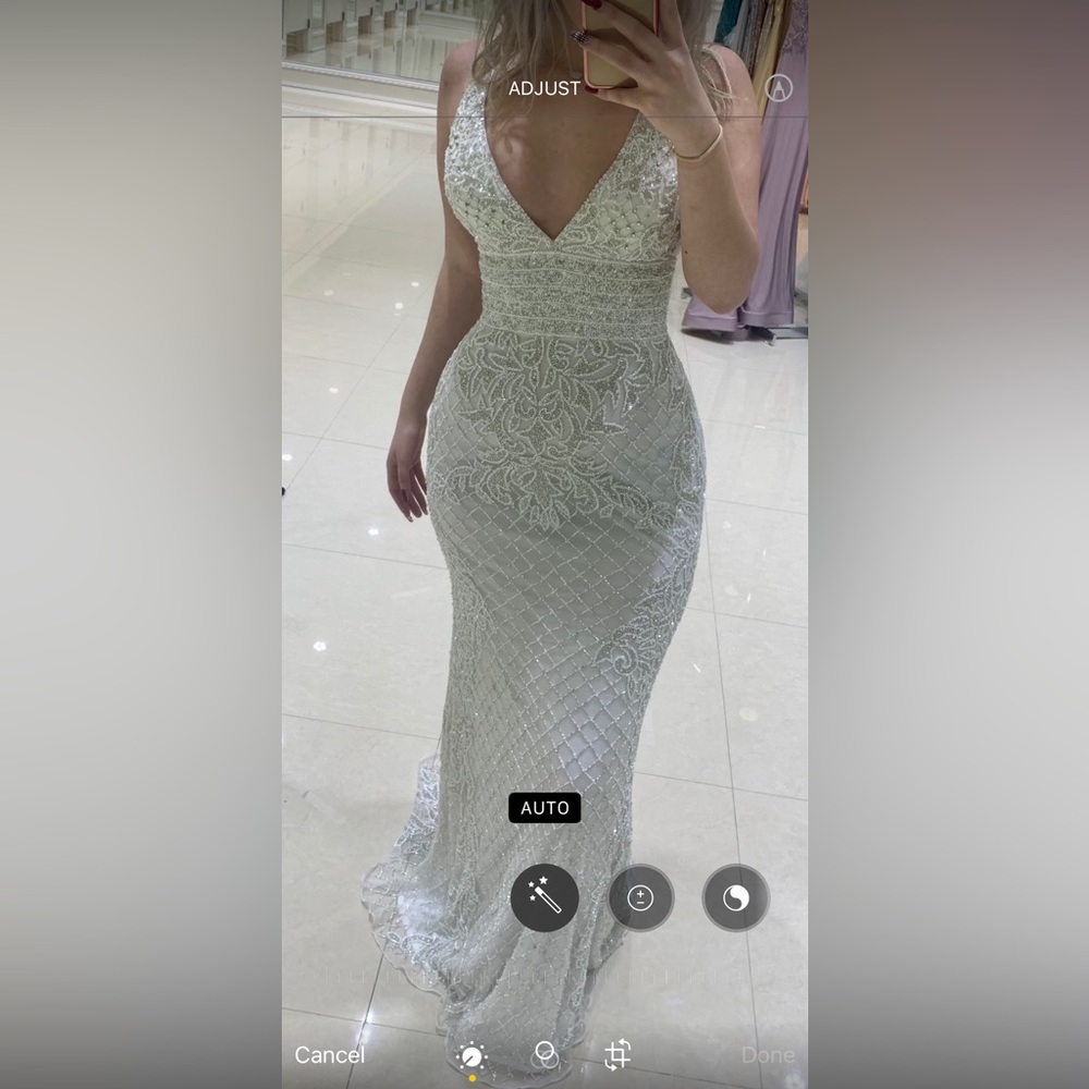 White Beaded Formal Gown